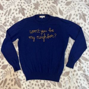 LINGUA FRANCA Womens ‘Won’t you be my neighbor’ 100% Cashmere Sweater M VGUC